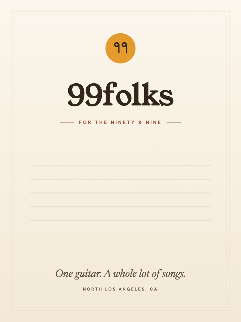 Designed 99folks songbook cover — one guitar, a whole lot of songs
